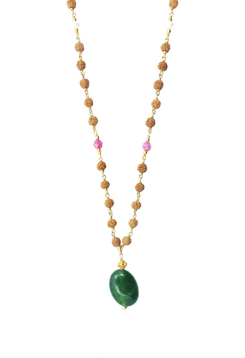 Nine Planet Wire Mala with Green Obsidian