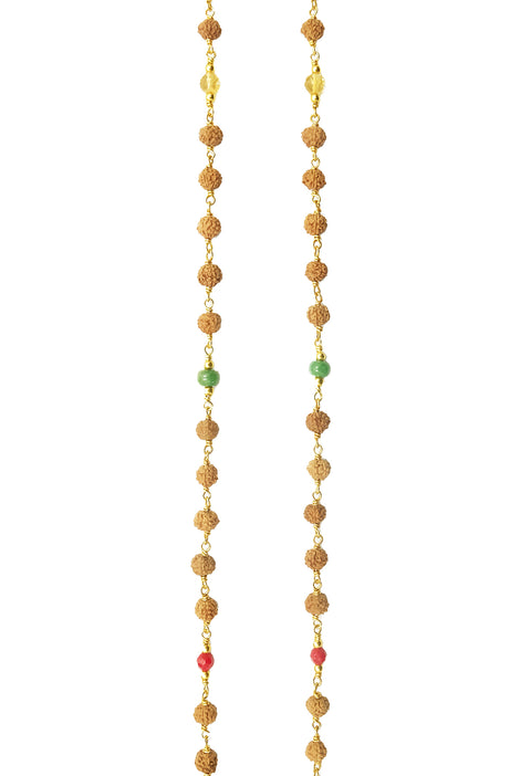 Nine Planet Wire Mala with Green Obsidian