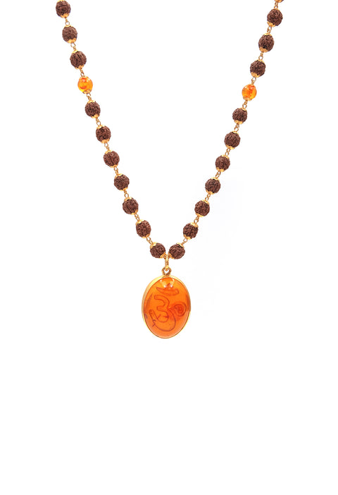 Fine Gold 22K Mala with Amber
