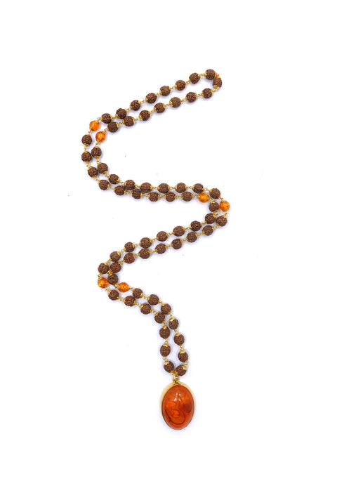 Fine Gold 22K Mala with Amber